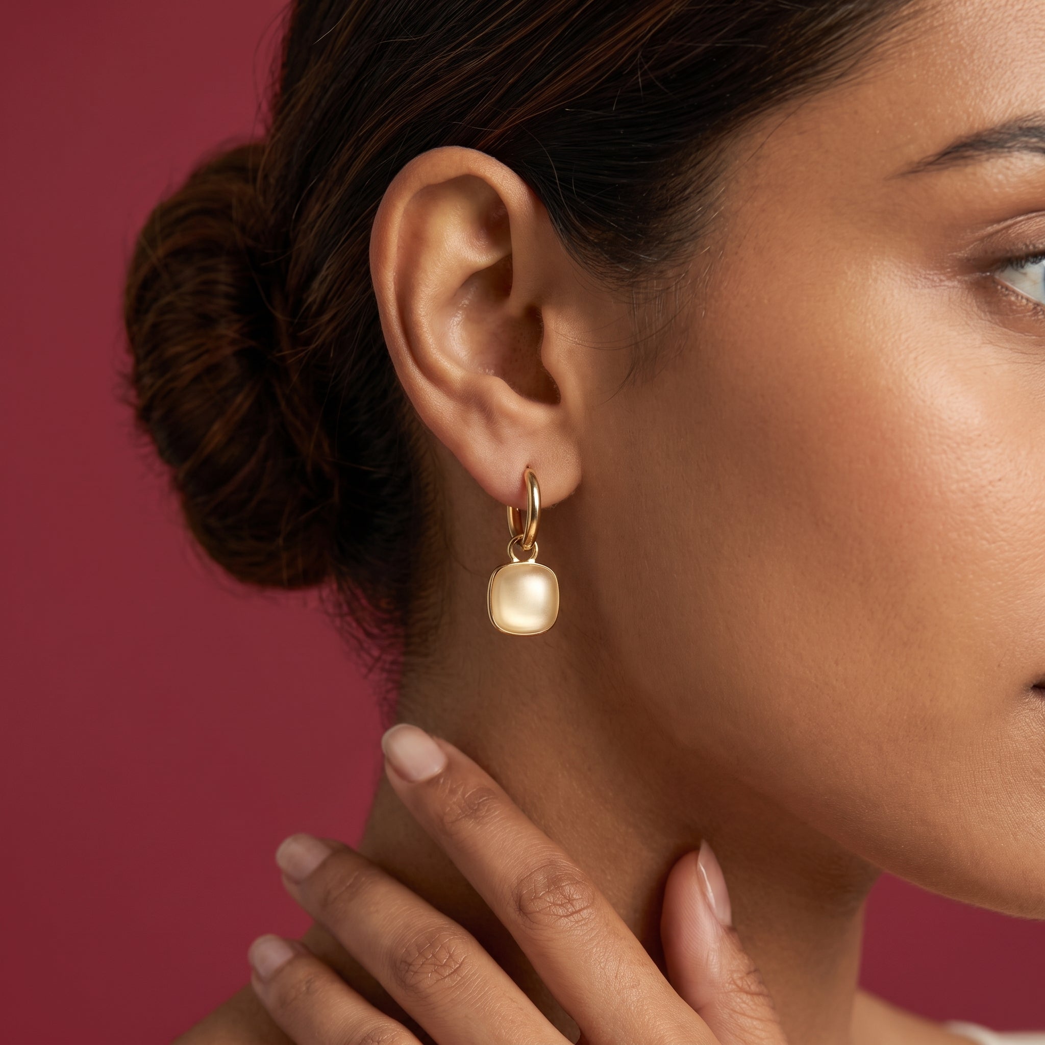 Pearl Cushion Drop Hoops