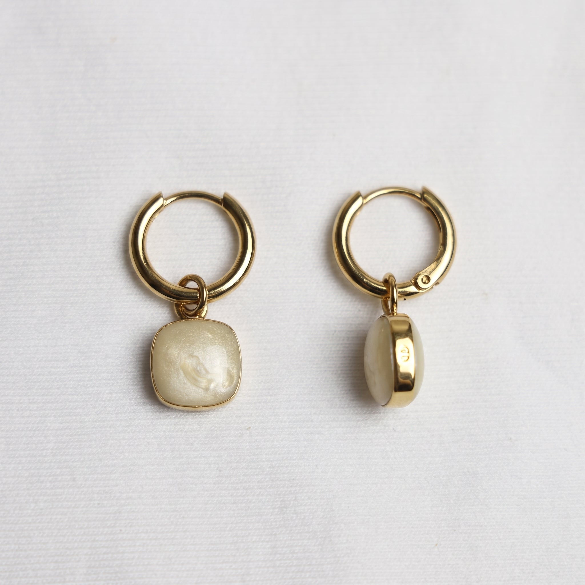 Pearl Cushion Drop Hoops