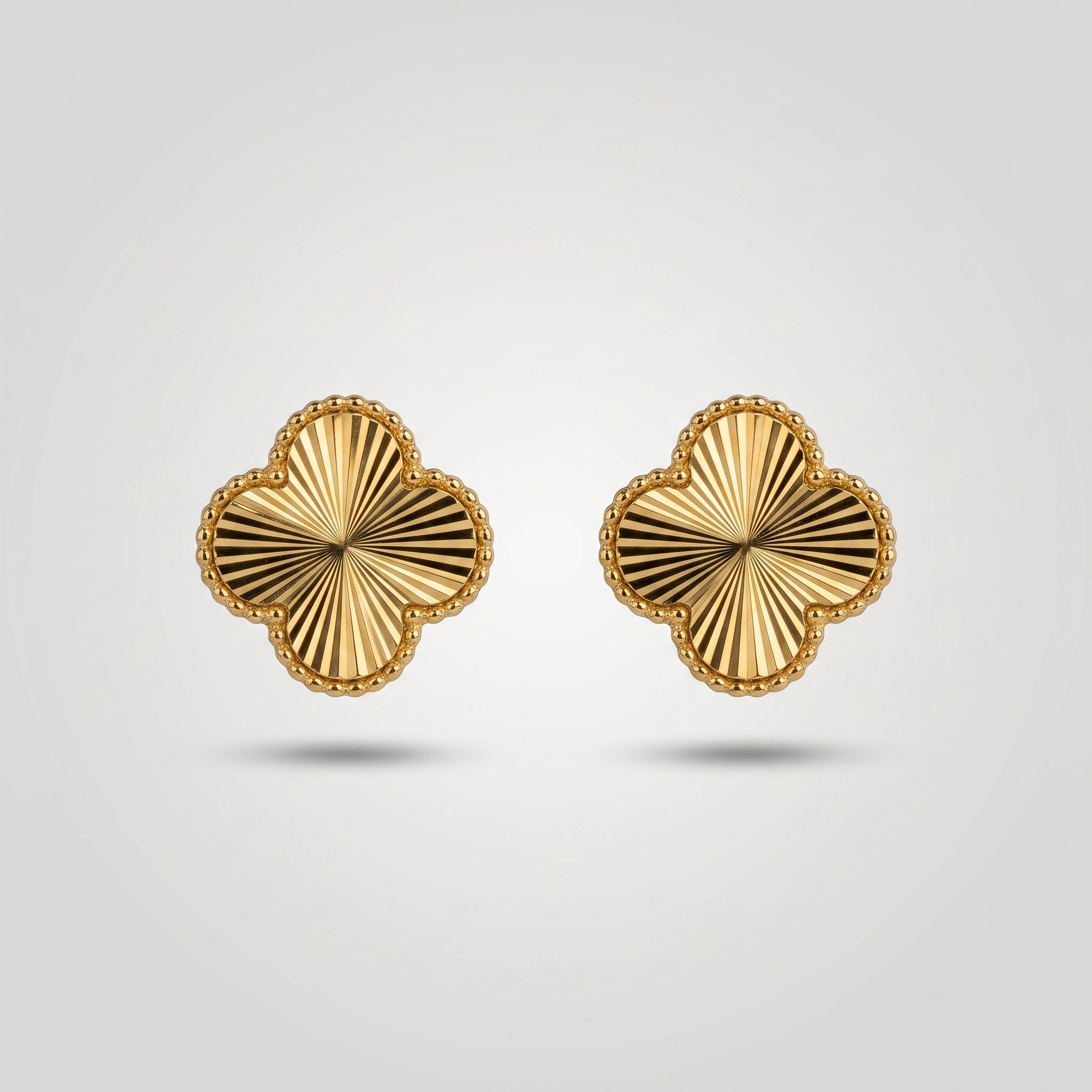 Golden Radiance Clover Earrings