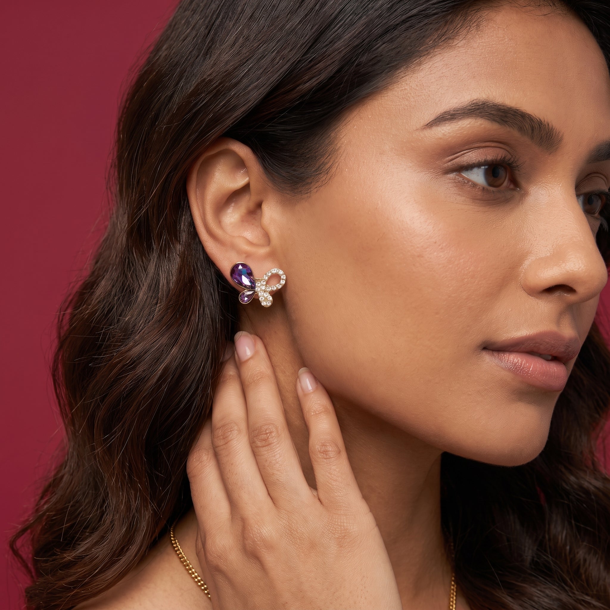 The Iridescent Butterfly Crystal Stud Earrings