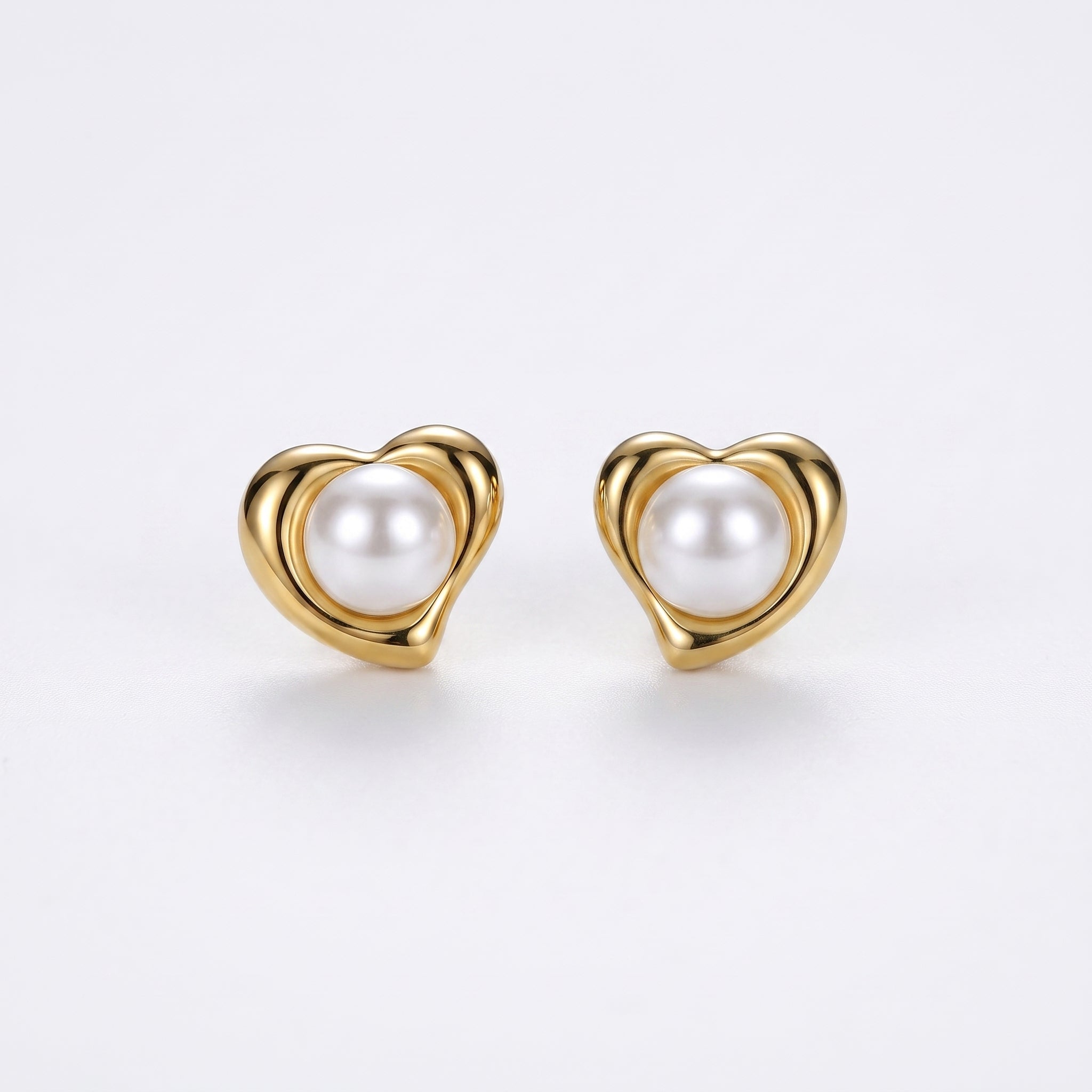 Pearl Heart Stud Earrings