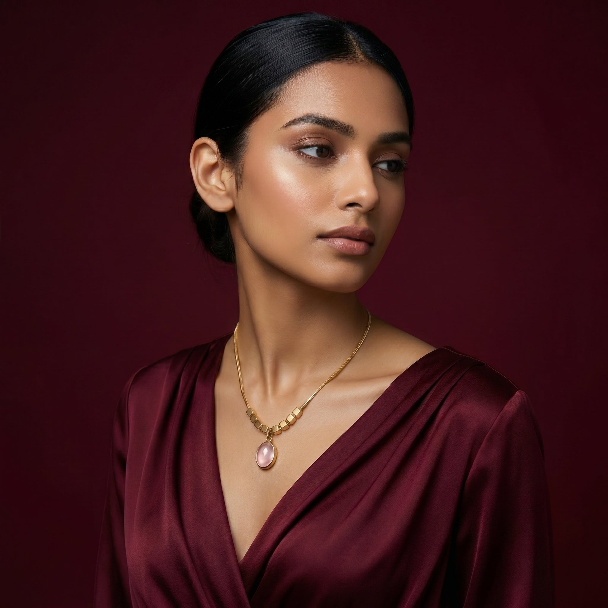 The Blush Gemstone Cube-Link Necklace