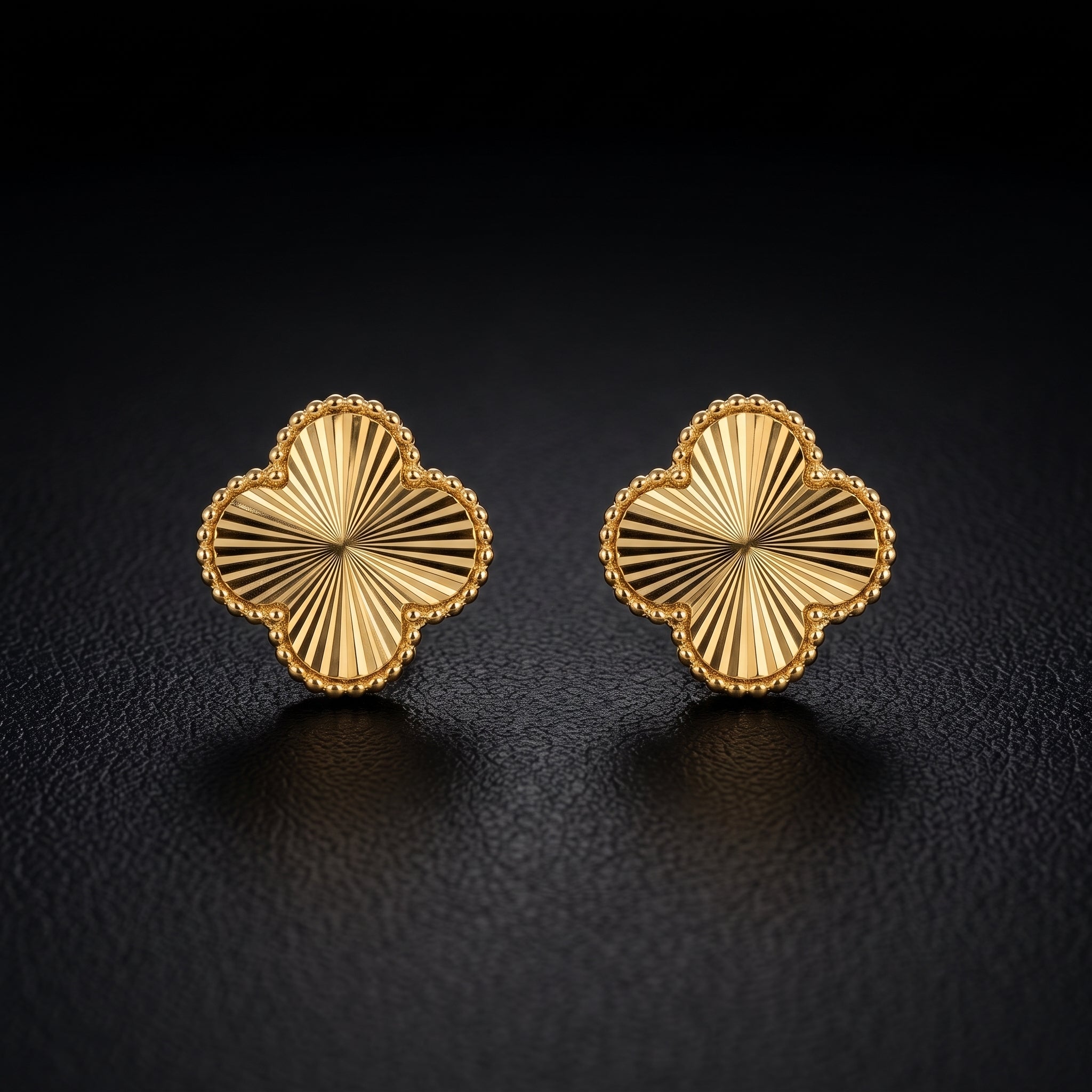 Golden Radiance Clover Earrings