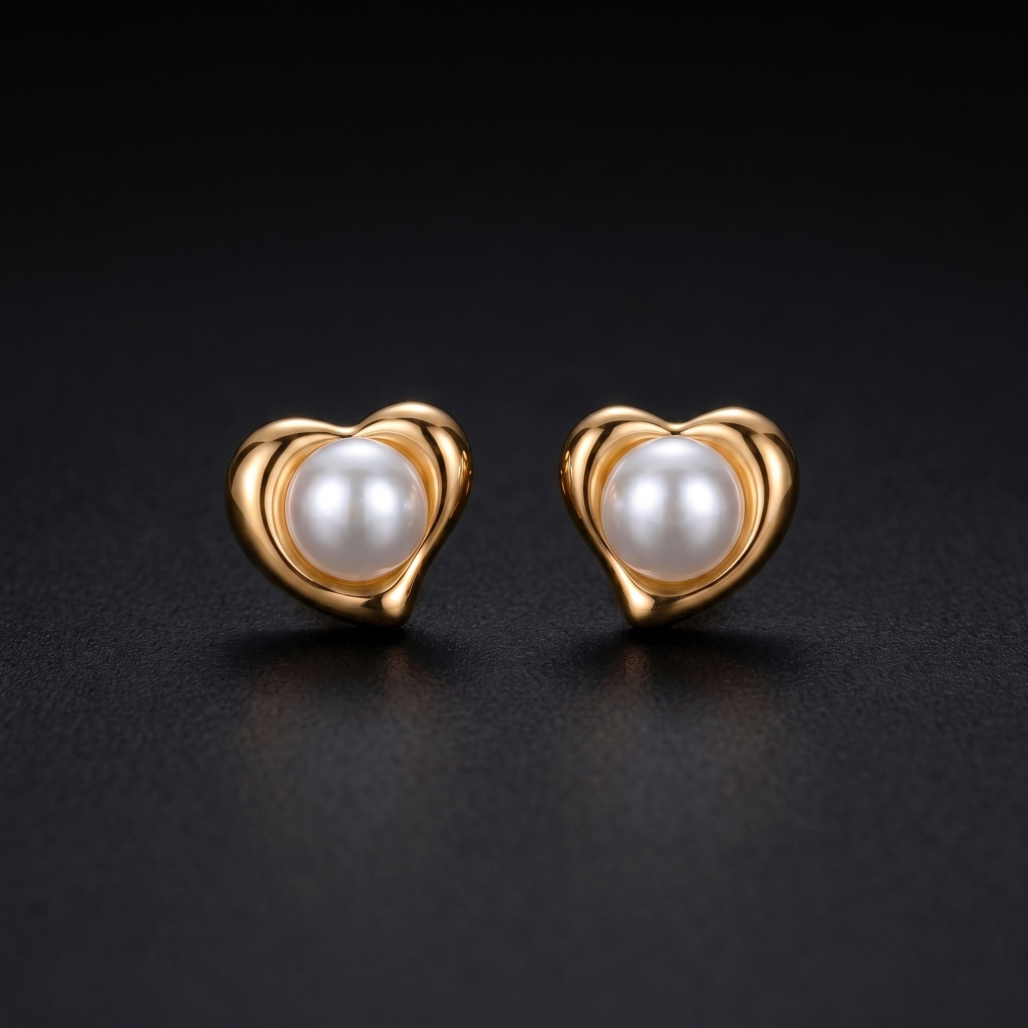 Pearl Heart Stud Earrings