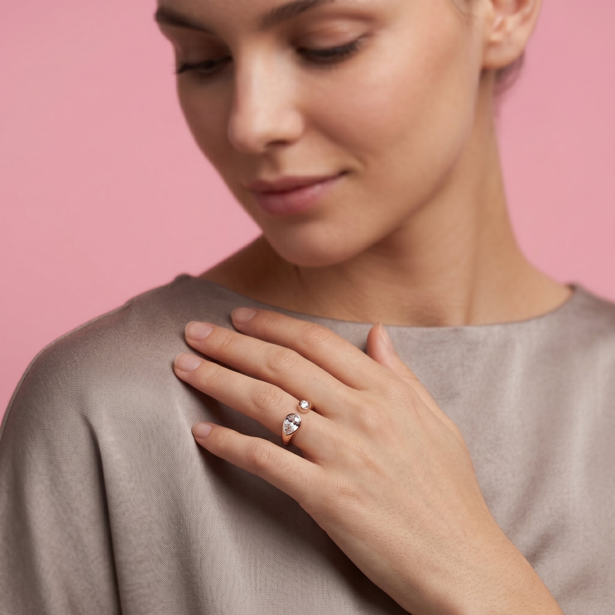 Aura Teardrop Open Ring