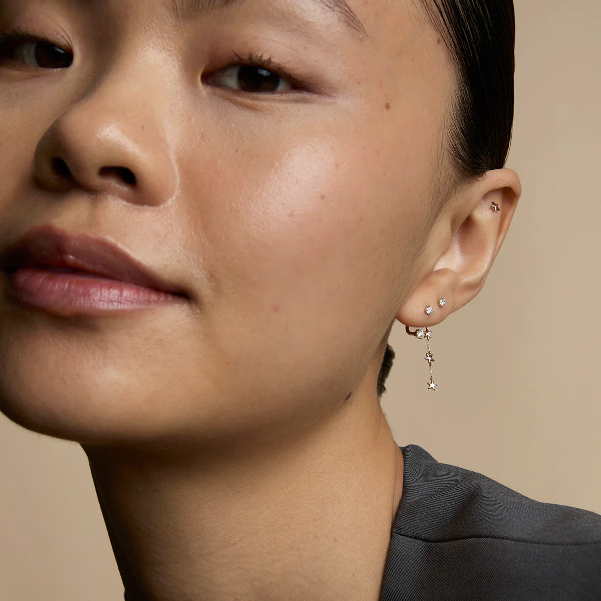 Diamond Ear Jacket in Solid Gold