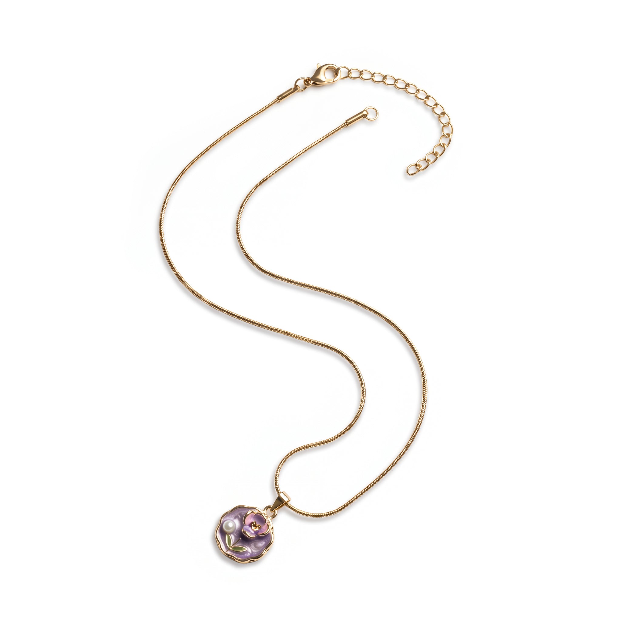 Lavender Bloom Pearl Pendant Necklace