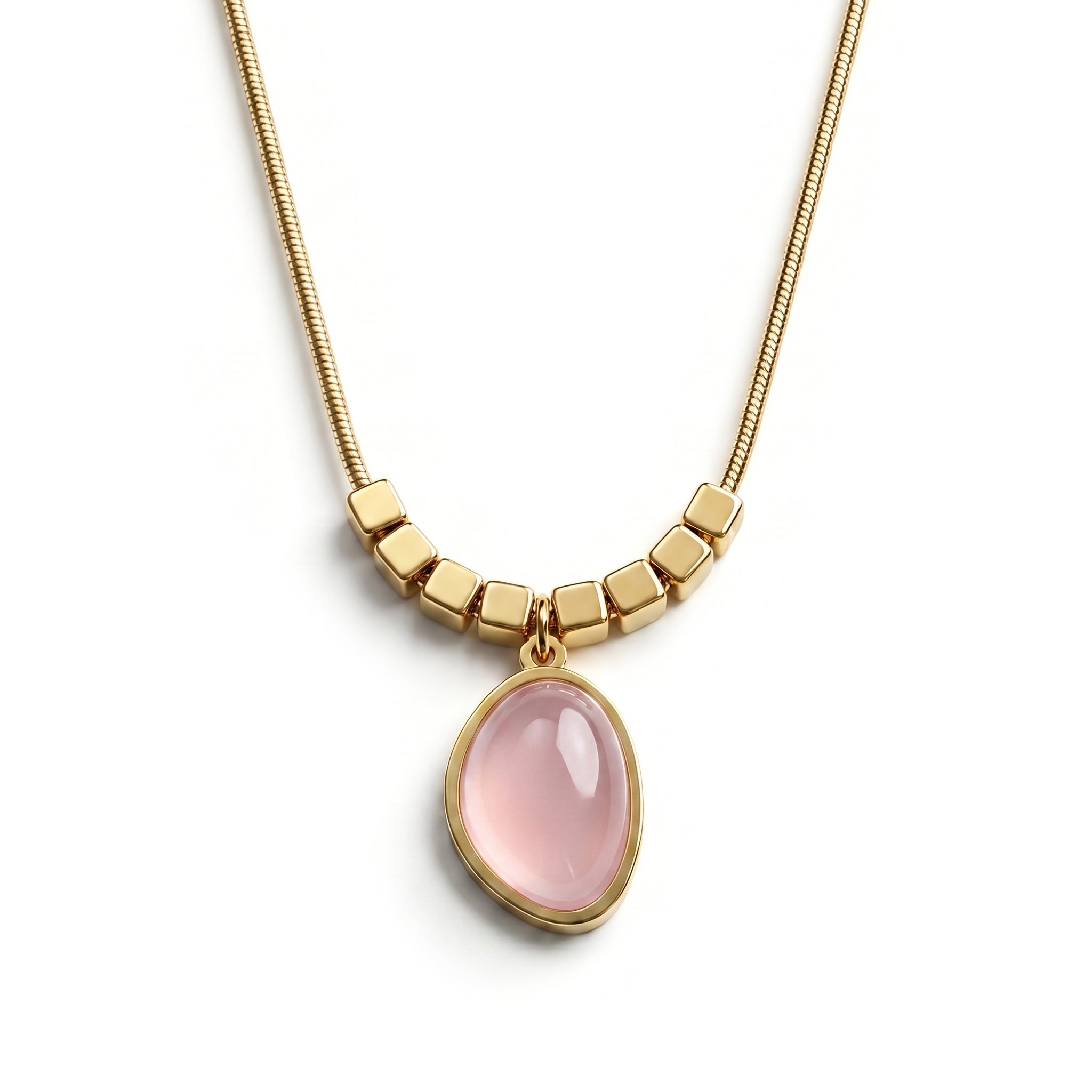 The Blush Gemstone Cube-Link Necklace