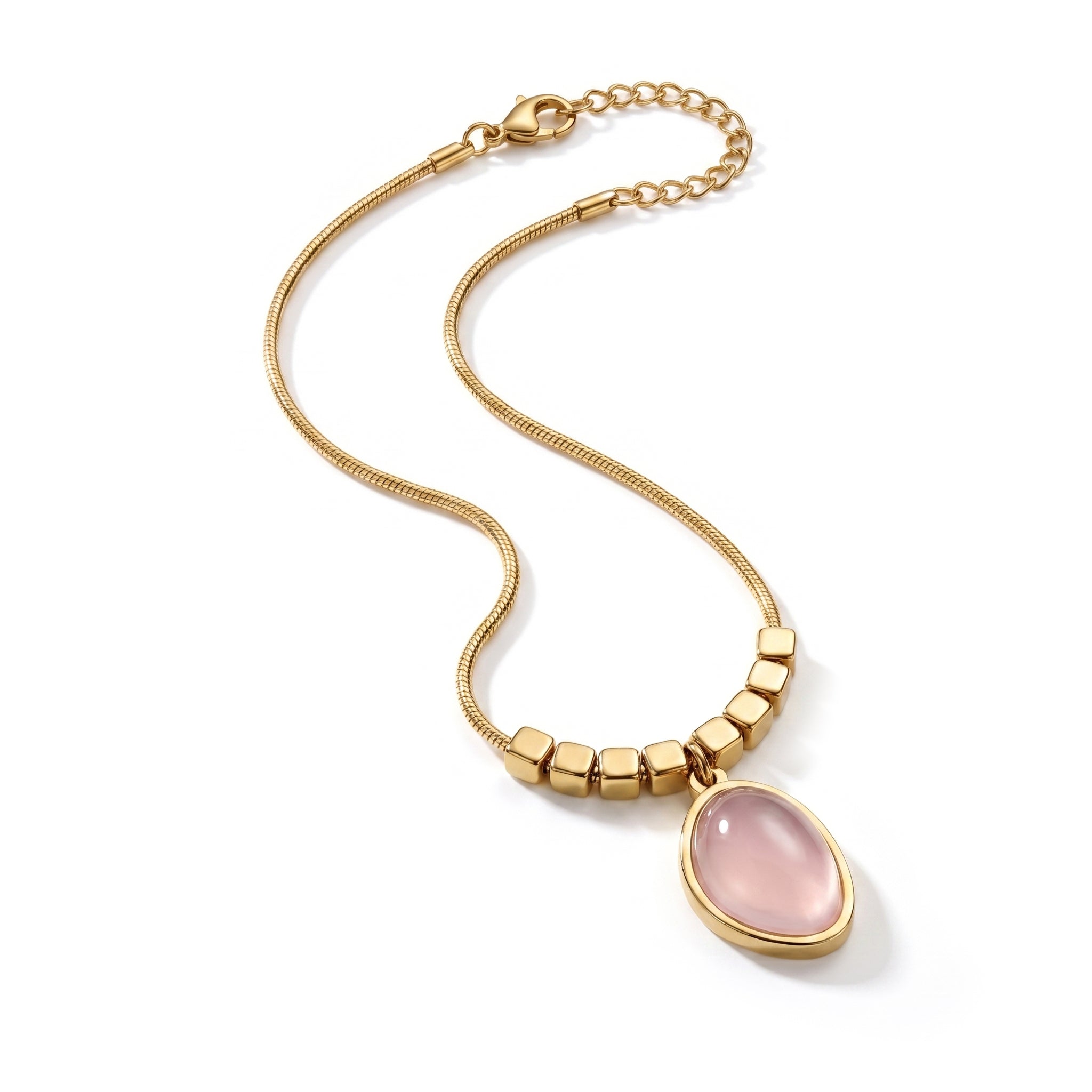 The Blush Gemstone Cube-Link Necklace
