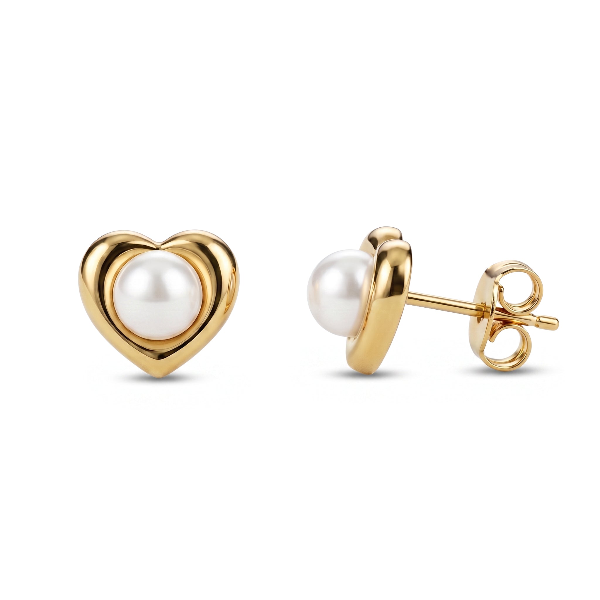 The Heart-Framed Pearl Stud Earrings