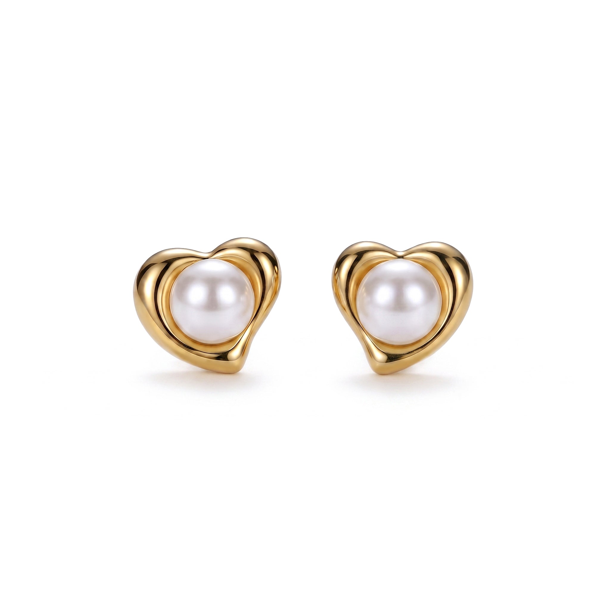 The Heart-Framed Pearl Stud Earrings