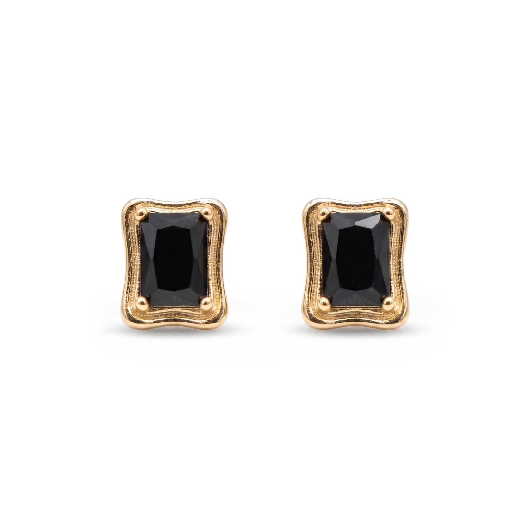 The Rectangular Onyx Stud Earrings