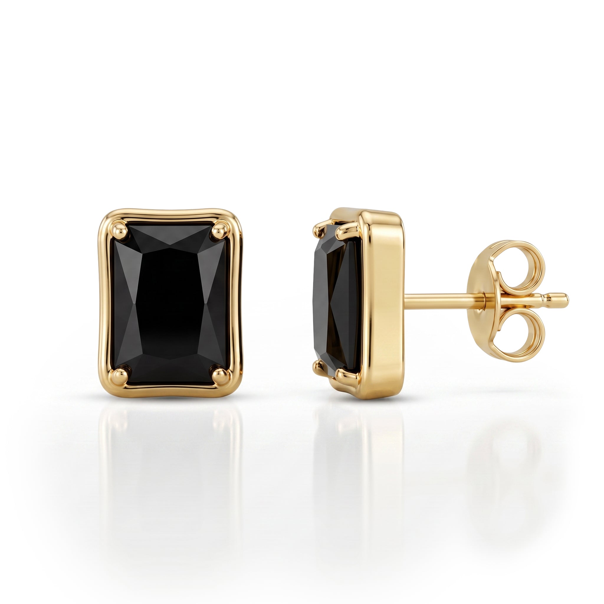 The Rectangular Onyx Stud Earrings