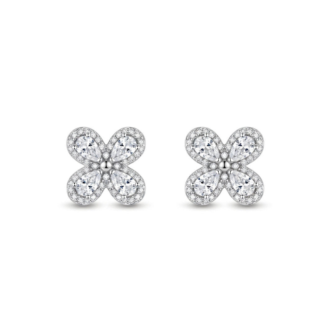The Pear-Cut Floral Crystal Stud Earrings