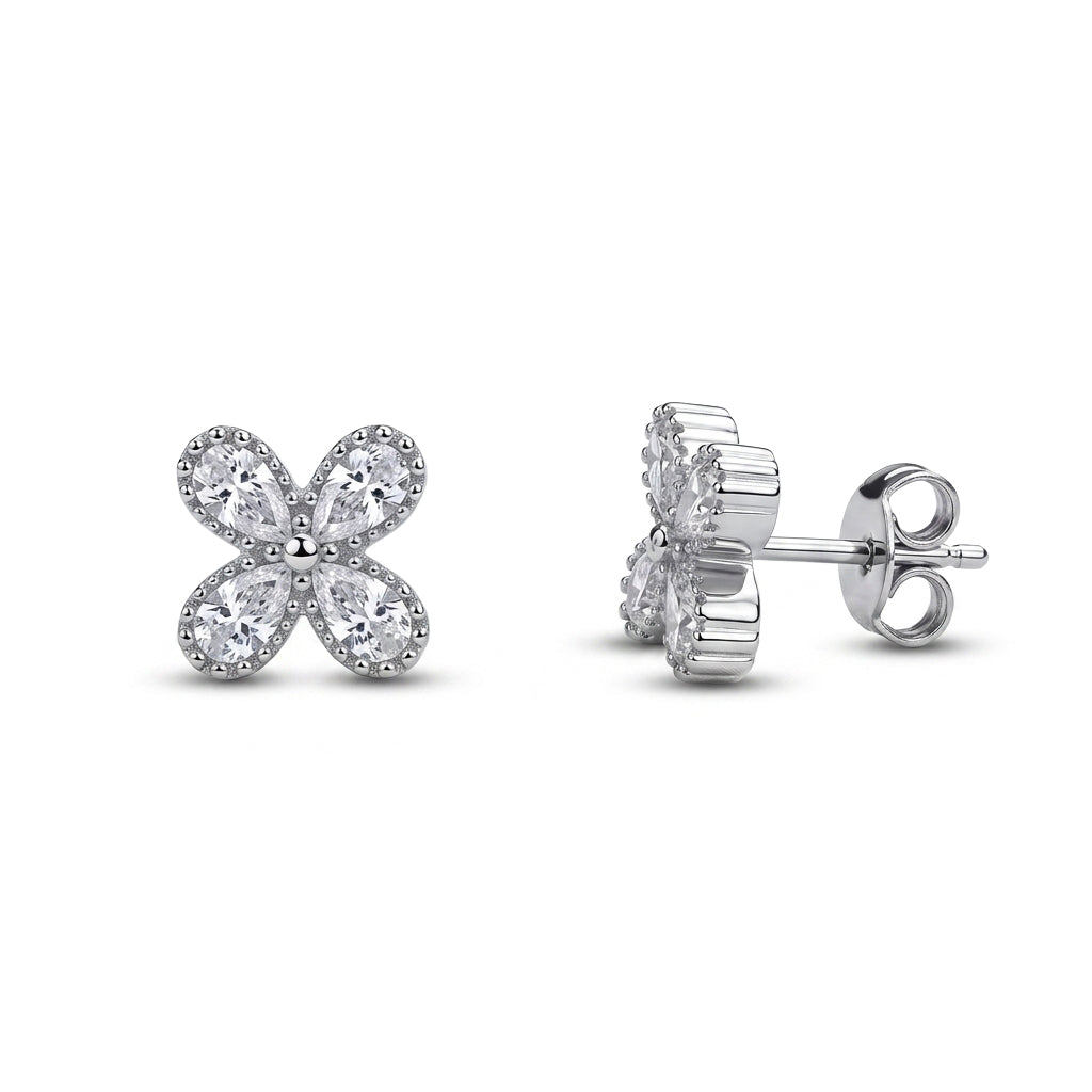 The Pear-Cut Floral Crystal Stud Earrings