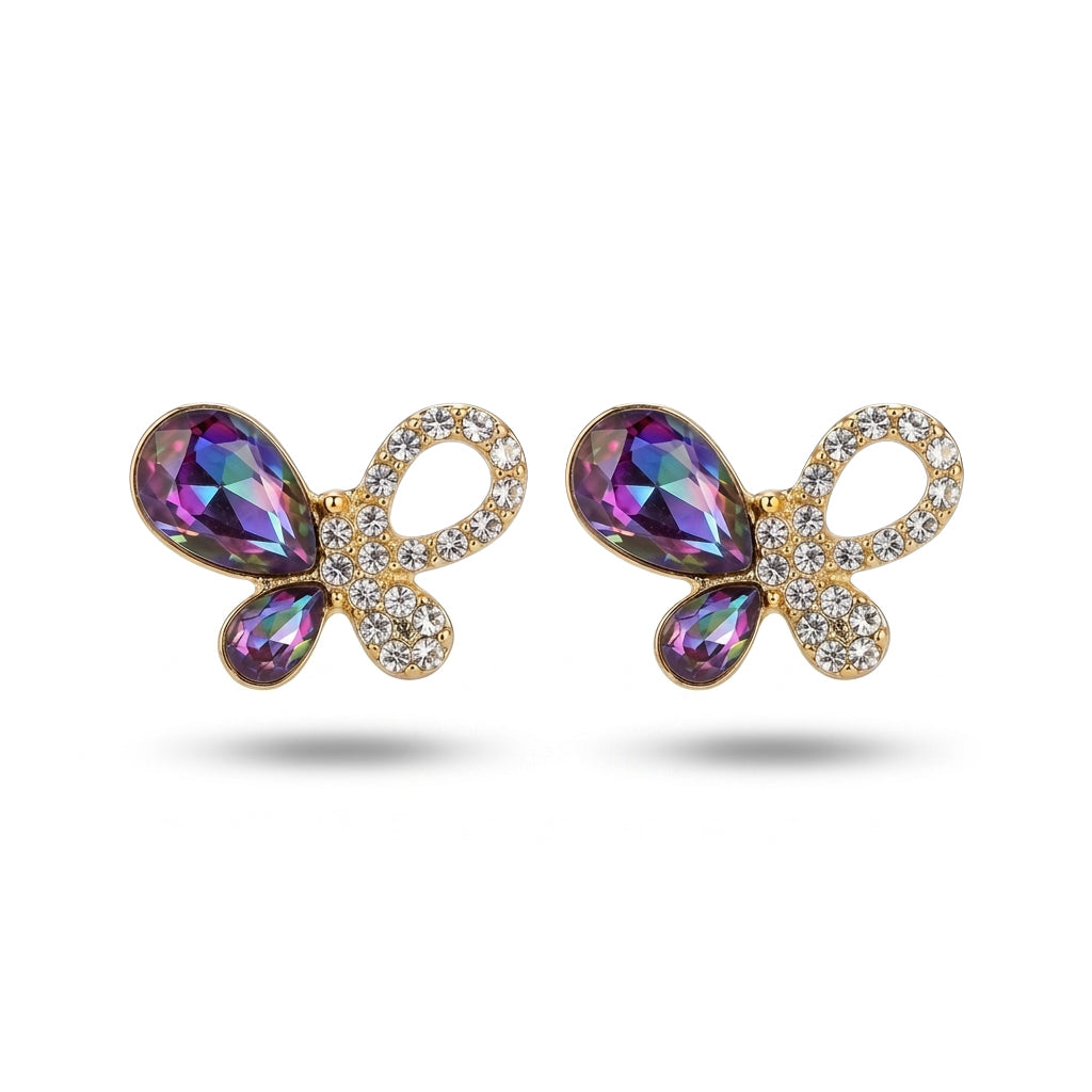 The Iridescent Butterfly Crystal Stud Earrings