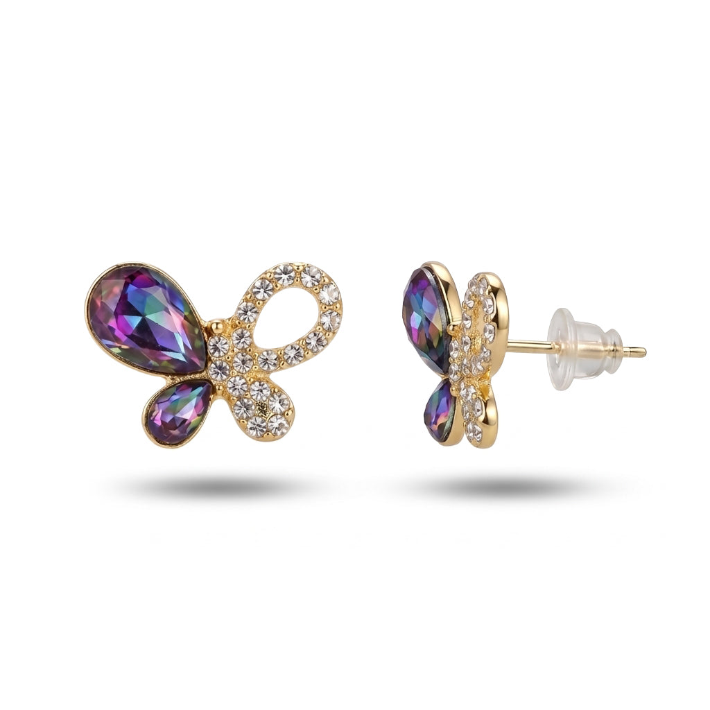 The Iridescent Butterfly Crystal Stud Earrings